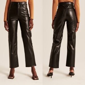 Abercrombie & Fitch Black Vegan Leather Pants ankle straight ultra high rise 28s